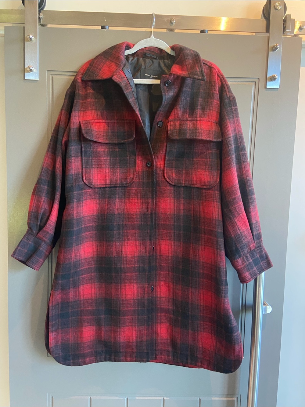 Banana Republic Black Lined Jacket with Subtle Burgundy Trim